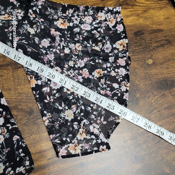 WHBM Floral Chiffon Ruffle Crochet Lace Top 1X Sheer Flutter Sleeve Ethereal - Picture 11 of 14